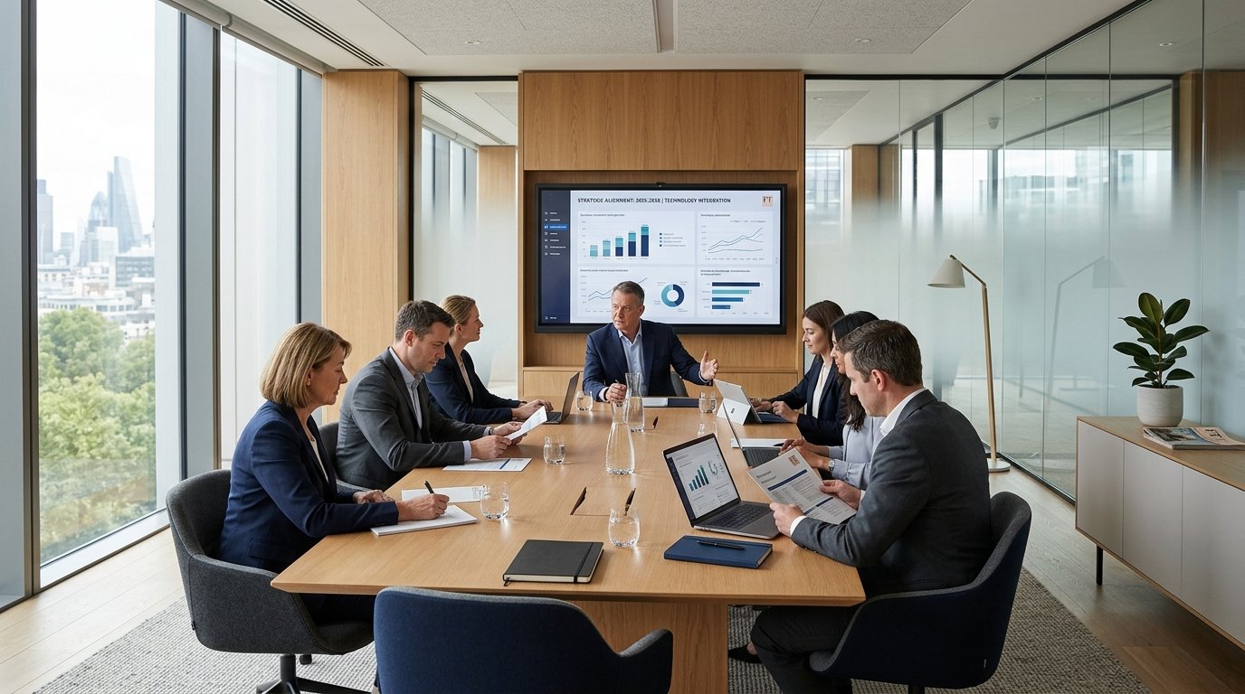 Boardroom executive strategy discussion